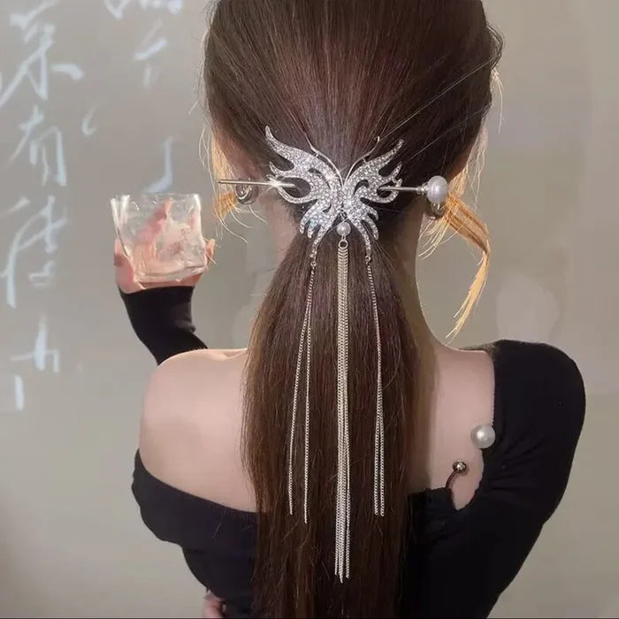 Butterfly Pearl Tassel Hairpin