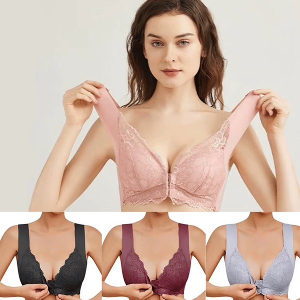 🔥Women's Basic Solid Lace Wireless Push Up Bra