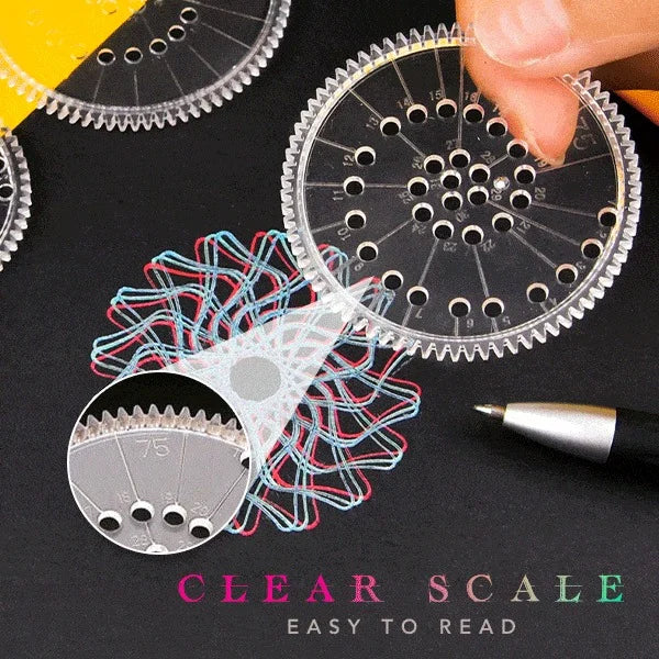 Spiral Art Clear Gear Geometric Ruler （22PCS）