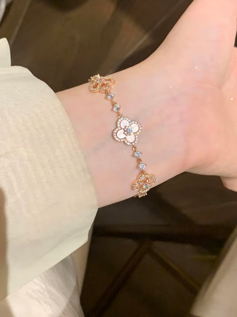 Pink Clover Lucky Adjustable Bracelet