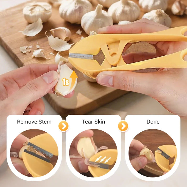 Manual Garlic Peeler with Serrated Jaws