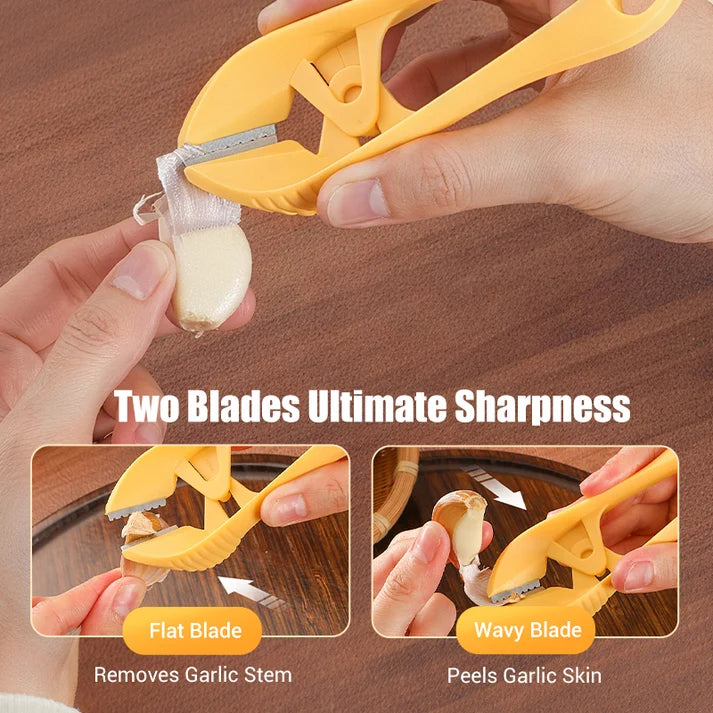 Manual Garlic Peeler with Serrated Jaws