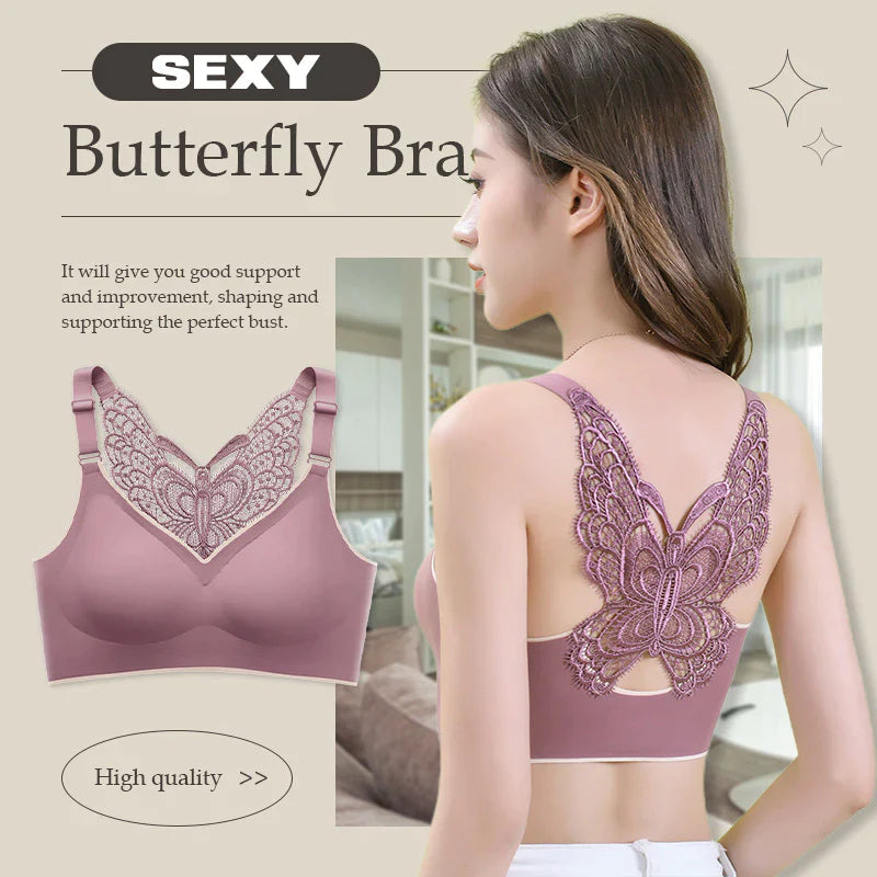 Butterfly Embroidery Wirefree Bra – Wire-Free Lift & All-Day Support