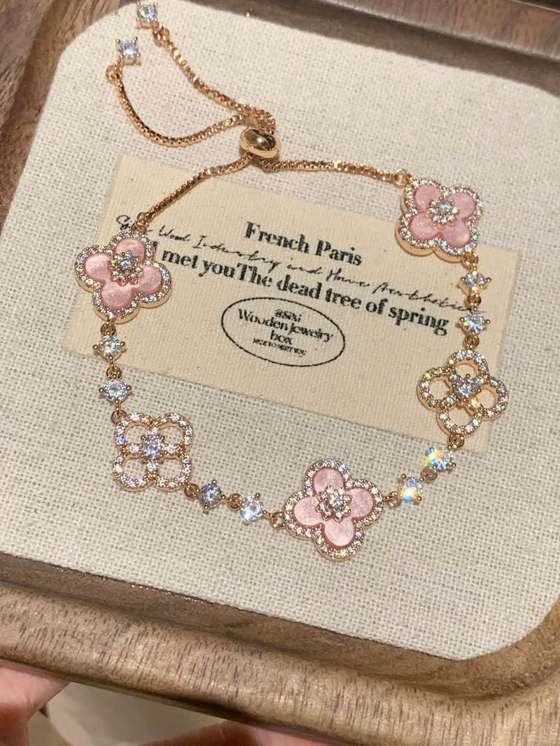 Pink Clover Lucky Adjustable Bracelet