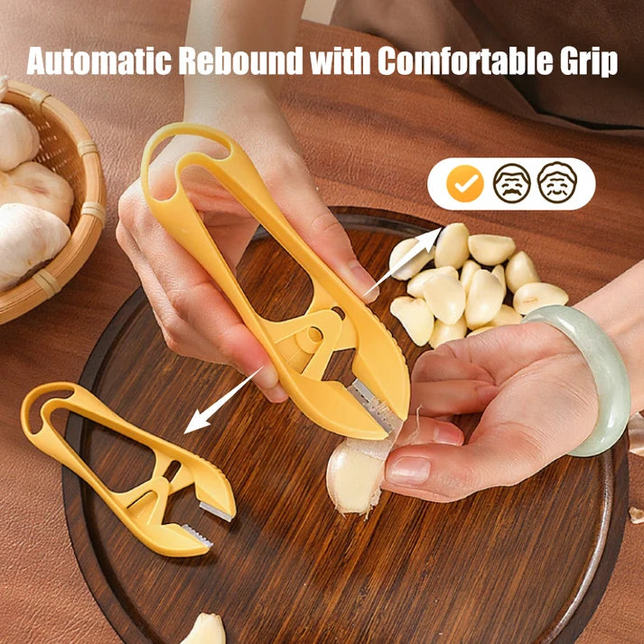 Manual Garlic Peeler with Serrated Jaws