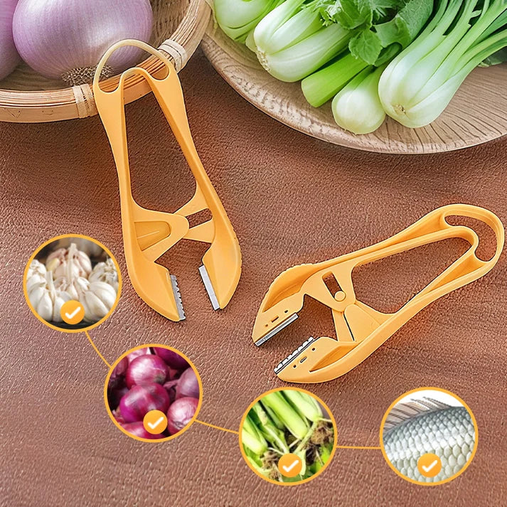 Manual Garlic Peeler with Serrated Jaws