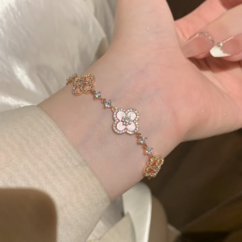 Pink Clover Lucky Adjustable Bracelet