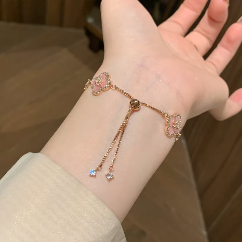 Pink Clover Lucky Adjustable Bracelet