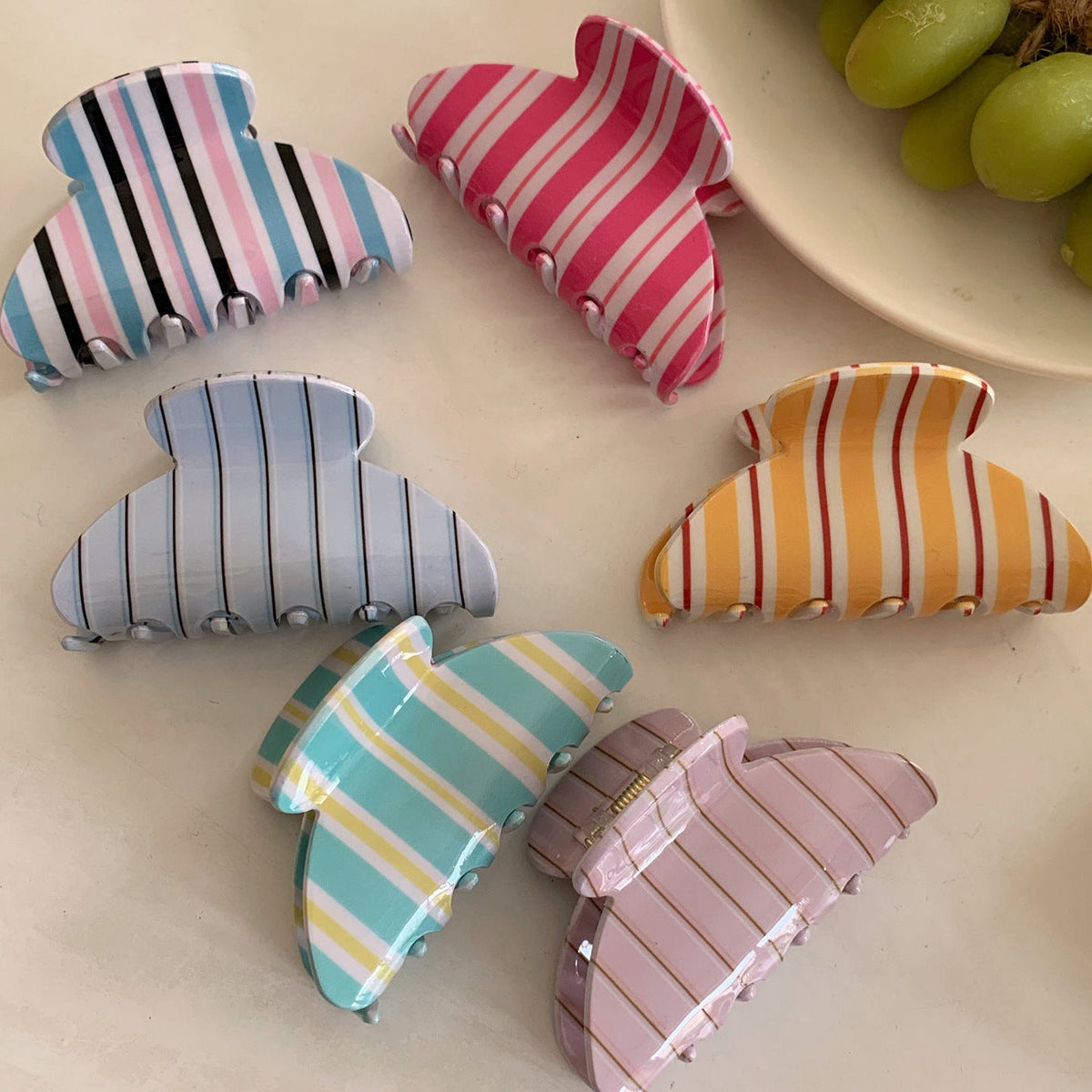 4-pack of colorful striped hair clips