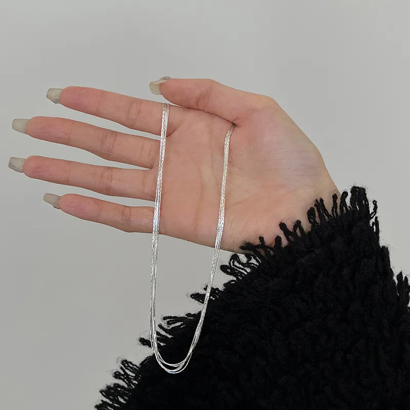 Soft Silver Chain Tassel Necklace