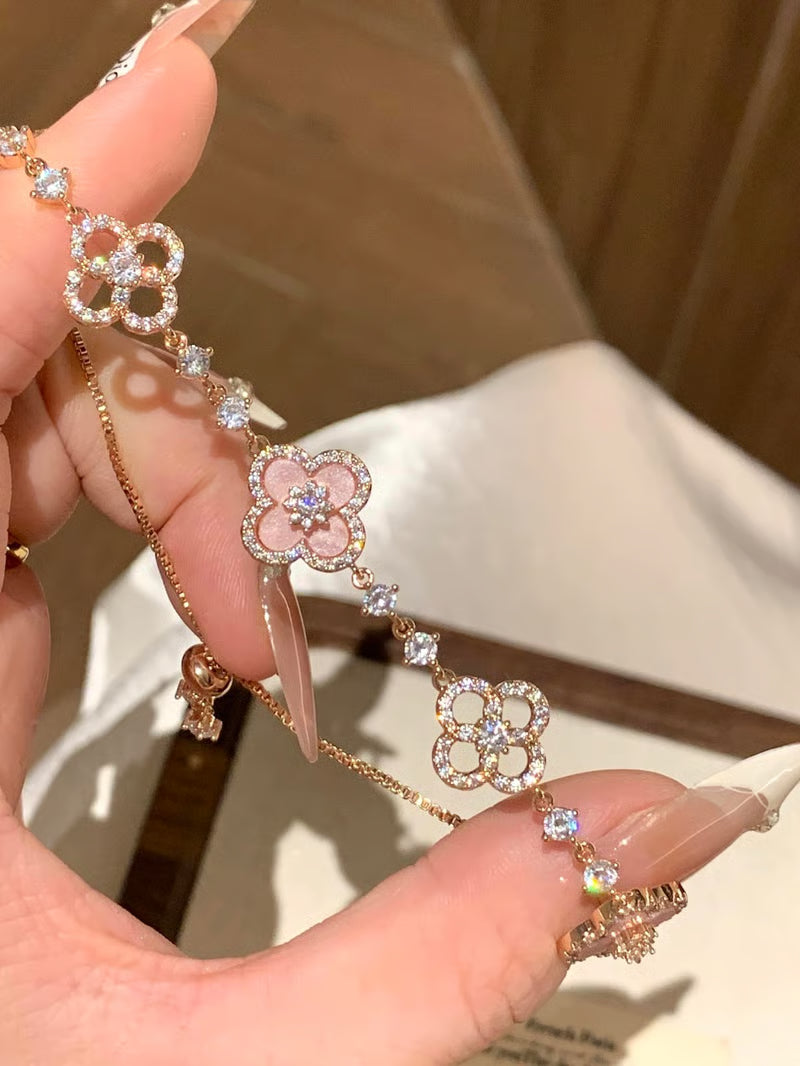 Pink Clover Lucky Adjustable Bracelet