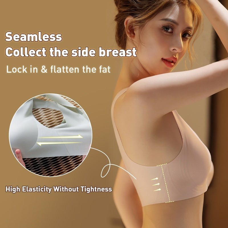 Seamless Sexy Sleep Bra One Piece Deep V Breathable Mesh Naked Feeling Vest