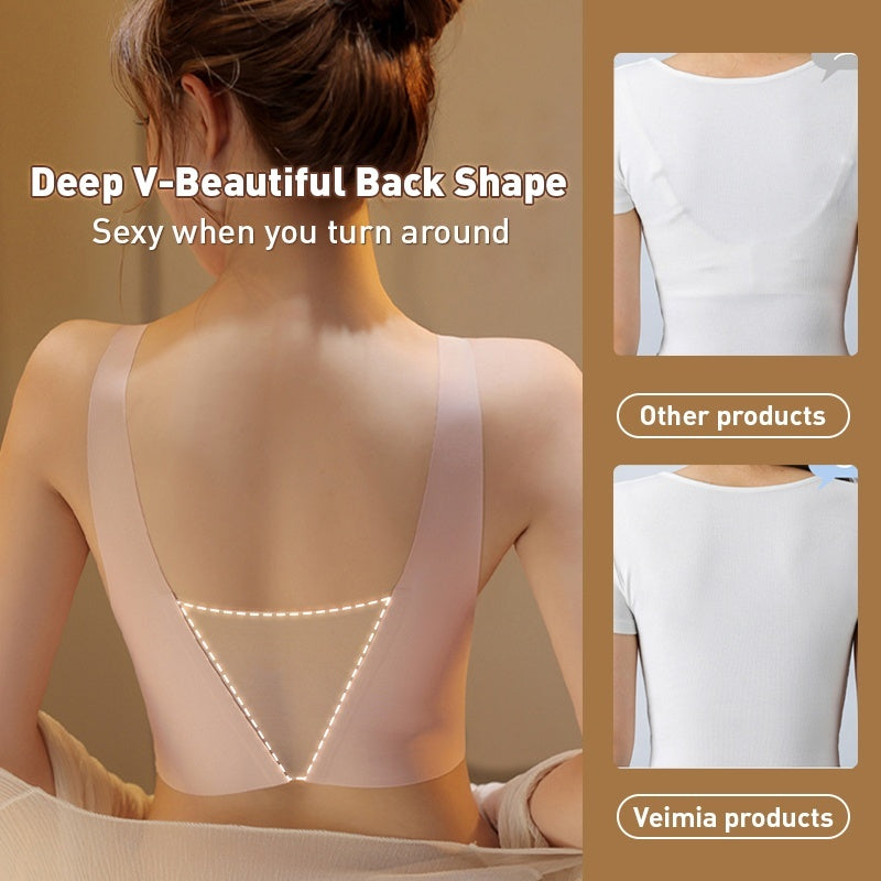 Seamless Sexy Sleep Bra One Piece Deep V Breathable Mesh Naked Feeling Vest