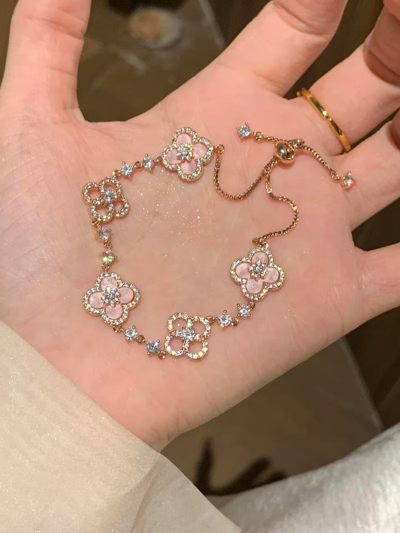 Pink Clover Lucky Adjustable Bracelet