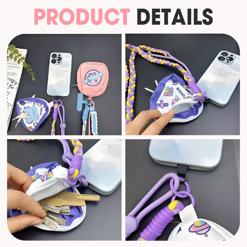 Adjustable crossbody phone lanyard with a bonus coin purse