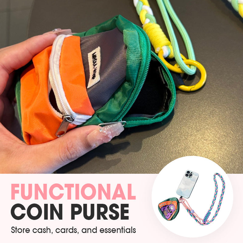 Adjustable crossbody phone lanyard with a bonus coin purse